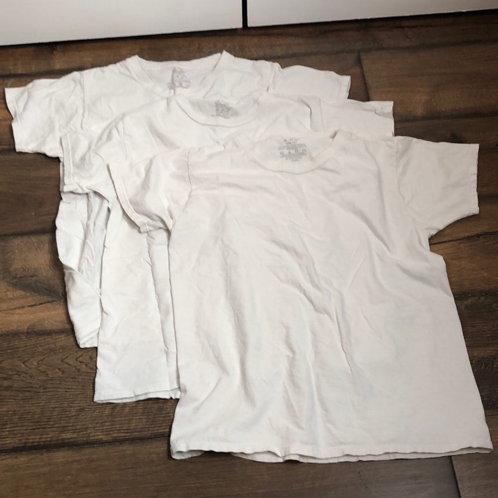 3 Fruit of the Loom Kids White Short Sleeve Tees Size 10-12